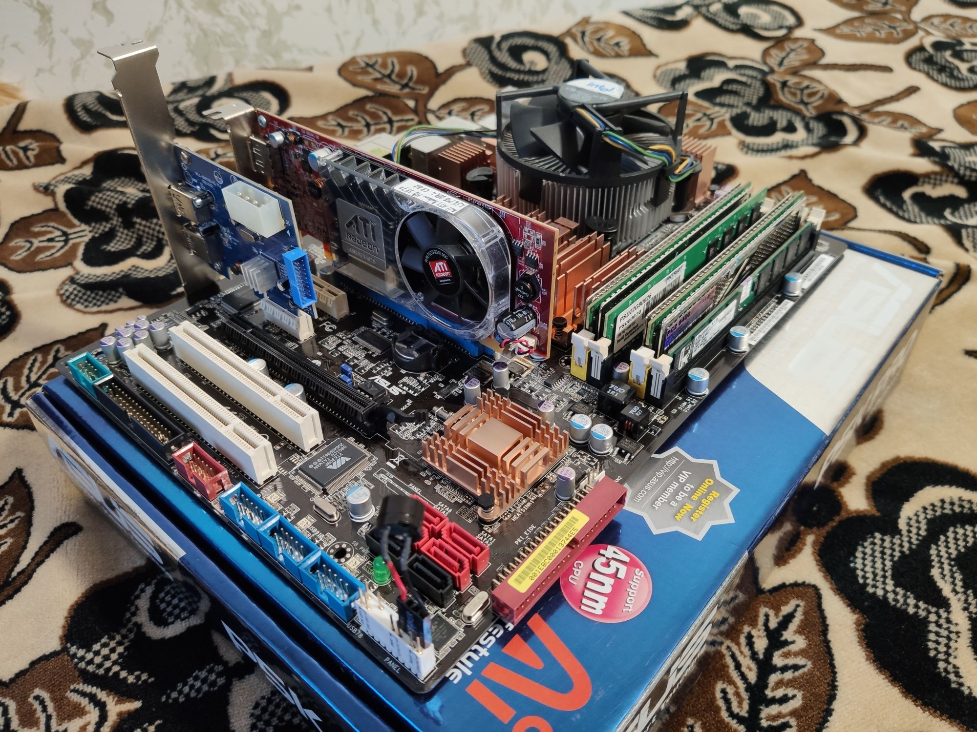 Комплект Intel Xeon E5450, Asus P5K Pro, 8GB DDR2, USB3.0, AMD Radeon