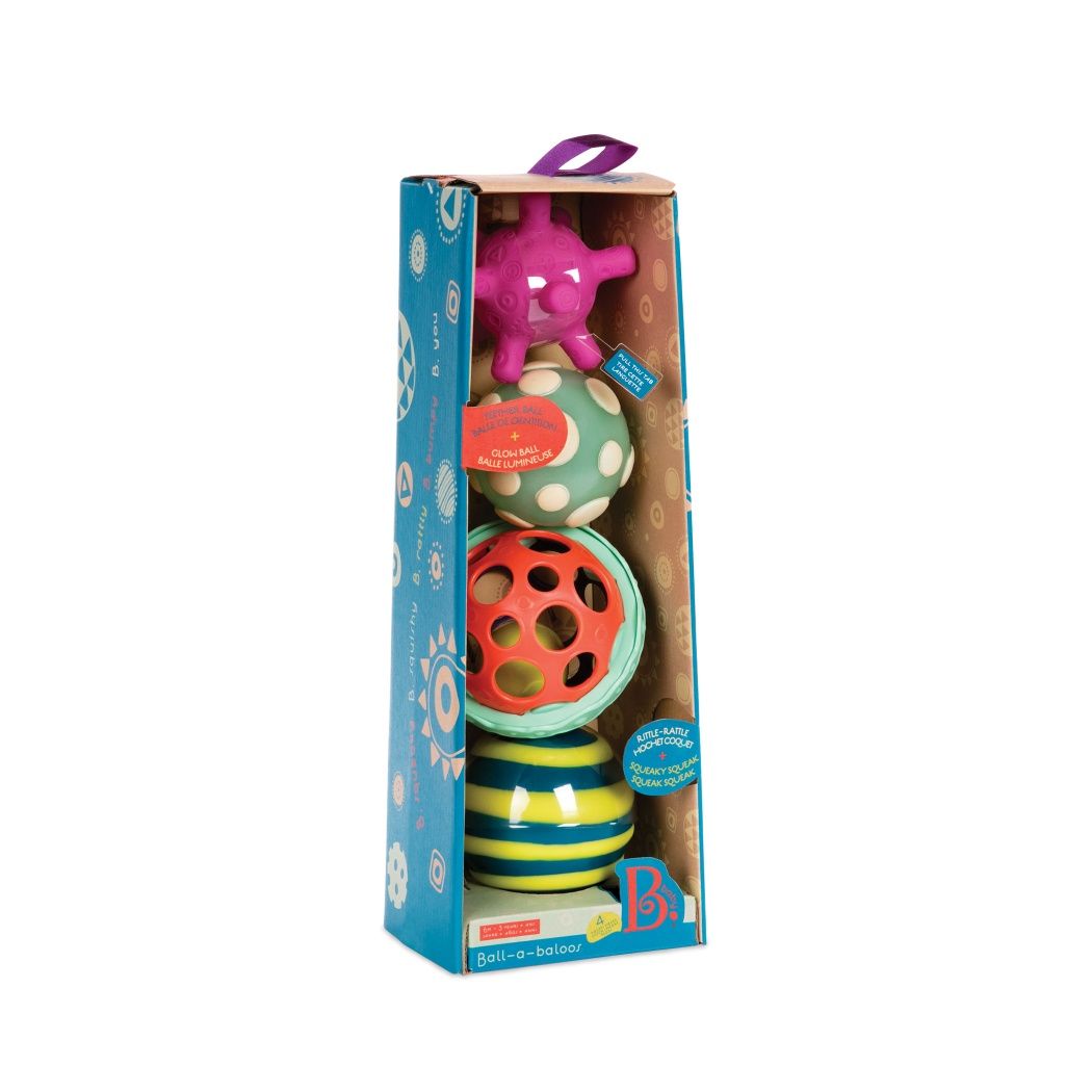 ZESTAW- BTOYS piłki sensoryczne z piłką świecącą i LAMAZE królik