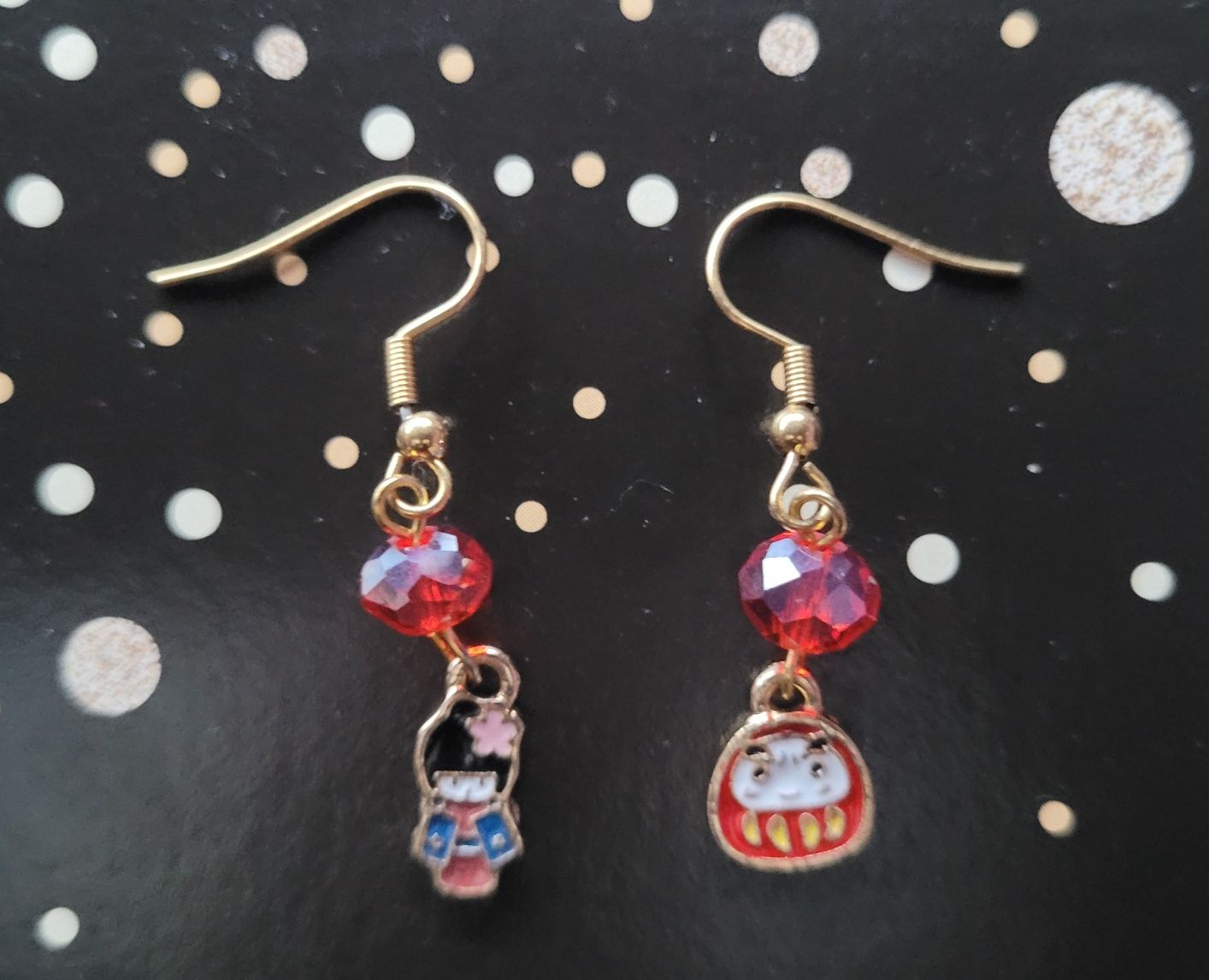 Kolczyki handmade Gejsza i Daruma