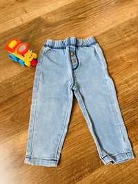 Jeansowe spodnie z gumkami w środku 80/86