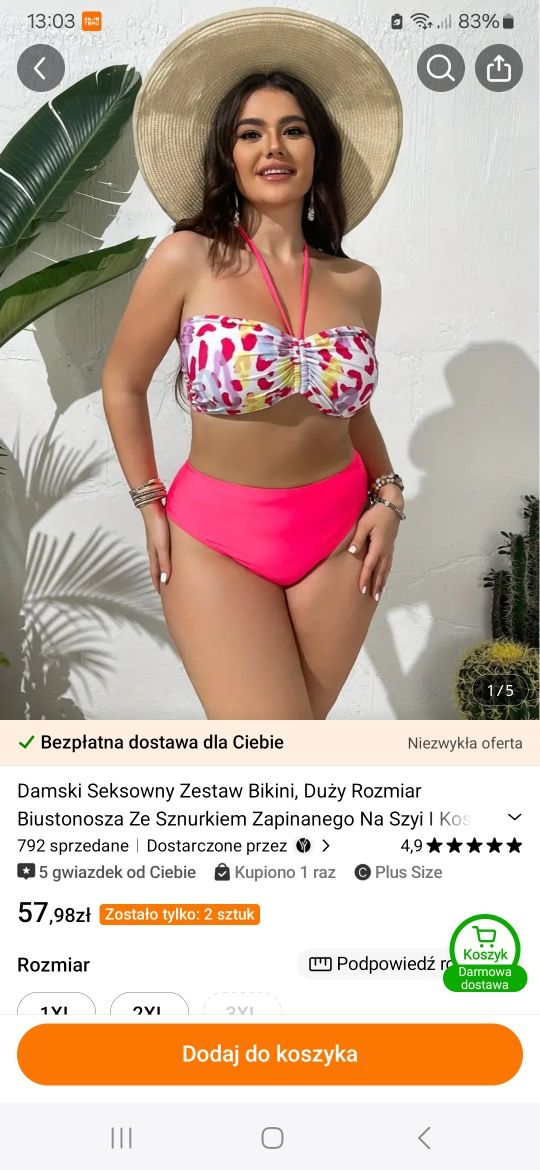Strój kąpielowy 4xl dla dużej Pani