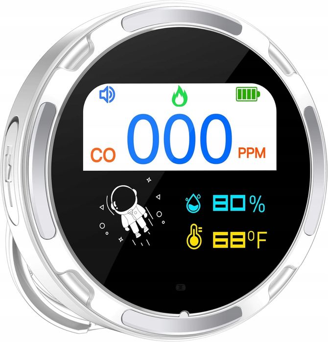 Przenośny detektor tlenku węgla, miernik CO z temperaturą i wilg