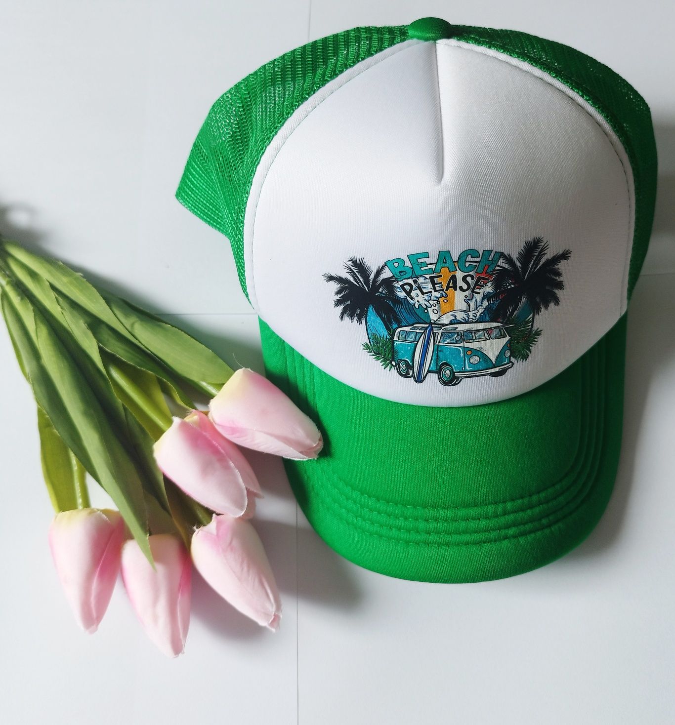 Nowa męska zielona czapka z daszkiem na lato trucker truckercap