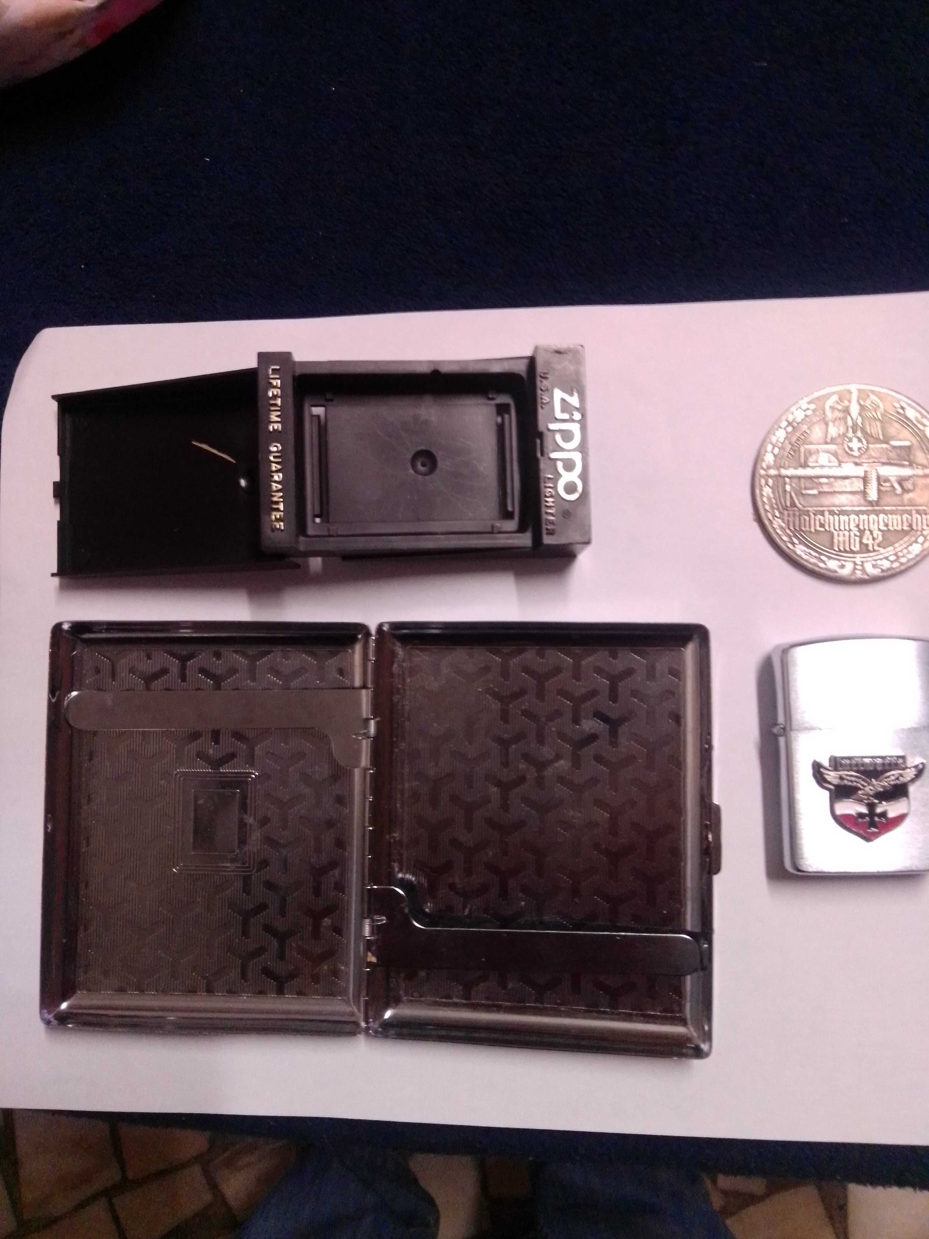 conjunto raro isqueiro, cigarreira e medalha luftwafe Zippo