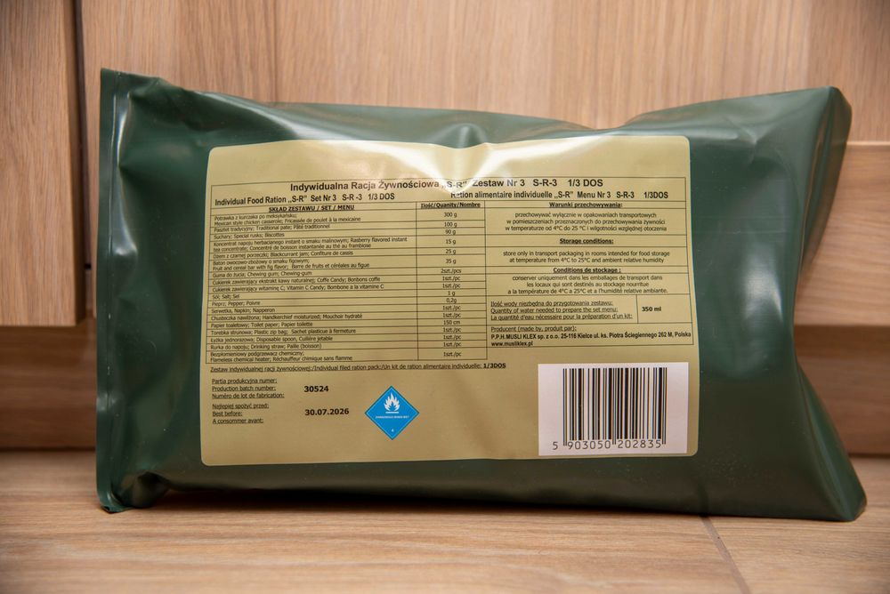 Racja żywnościowa S-R-3 racja 1-posiłkowa WP data ważności: 30.07.2026