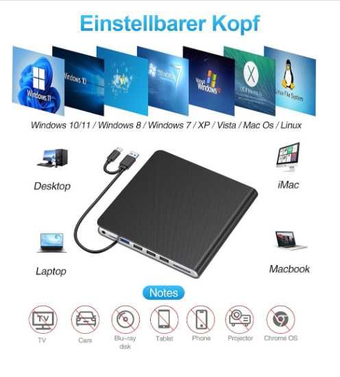 Nagrywarka CD (combo z DVD) zewnętrzna KADLUN SY-910