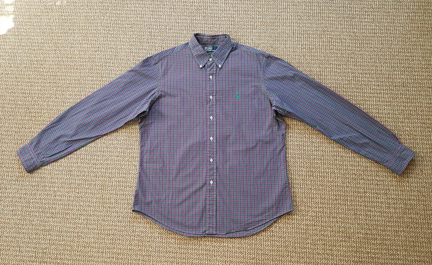 RALPH LAUREN Polo рубашка custom fit Оригинал L фиолетово зеленая