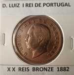 4 Moedas XX Réis do Monarca Português D. Luiz I 4ª Dinastia « Bronze »