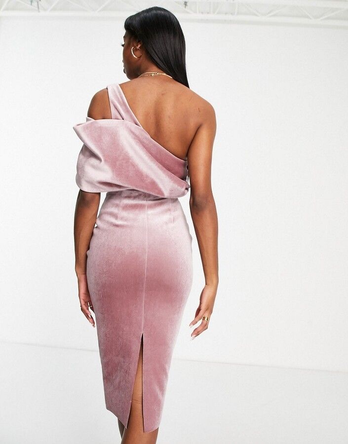 Asos Design 34 Xs Sukienka Welurowa Rose Tall J27838