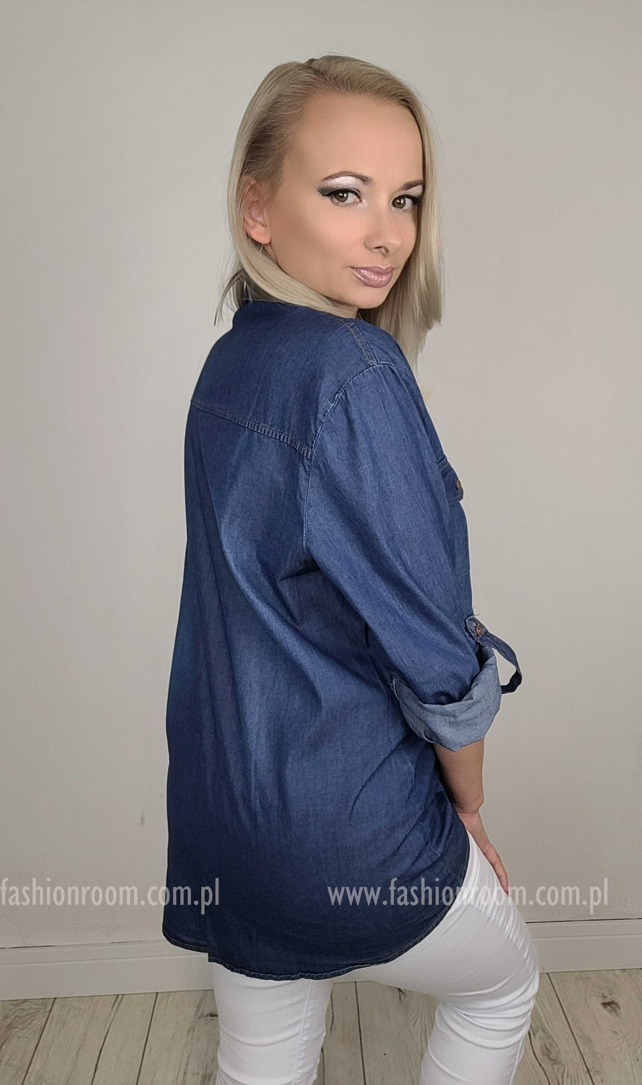 PLUS SIZE JEANS rozm 46 - 54 Koszula damska jeansowa rękaw 3/4 TU r 52