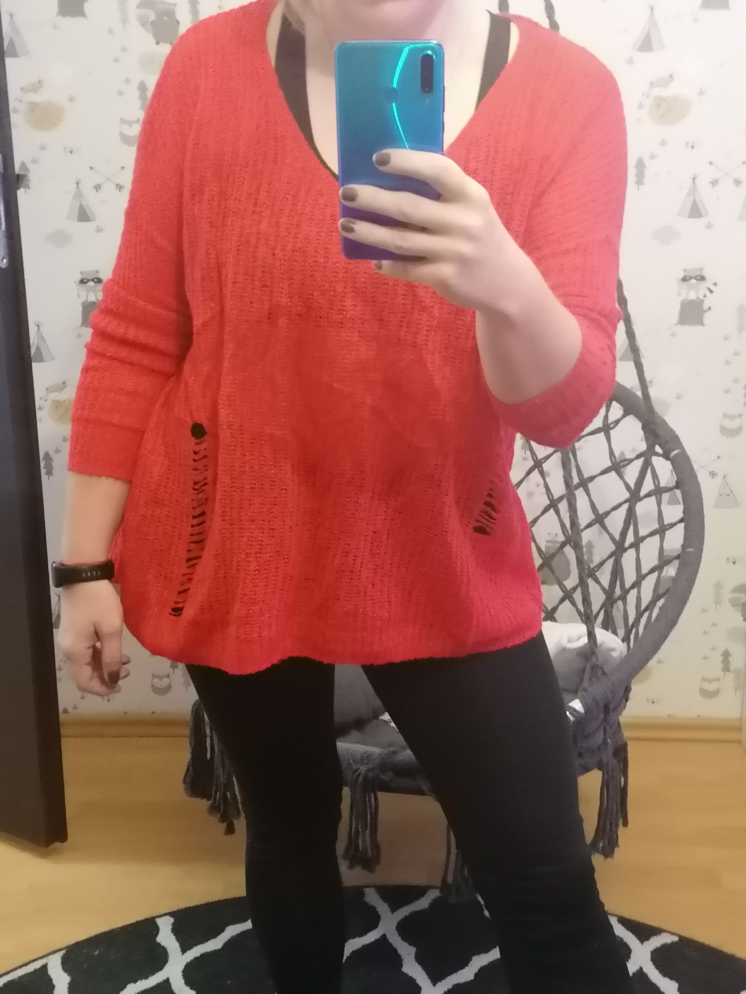 Sweter z dziurami S/M Primark oversize dekolt V