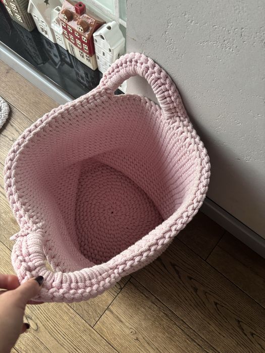 Boho sznurkowy kosz na pranie zabawki hand made duży