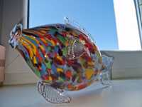 Kolorowa ryba prl vintage murano figura 26cm szklana figurka