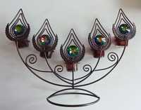 Świecznik Pawie Oko metalowo-szklany na tealigthy Made in U.S.A