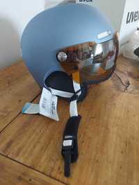 Uvex kask narciarski Hlmt 500 Visor Dust Blue Mat 20/21 nowy