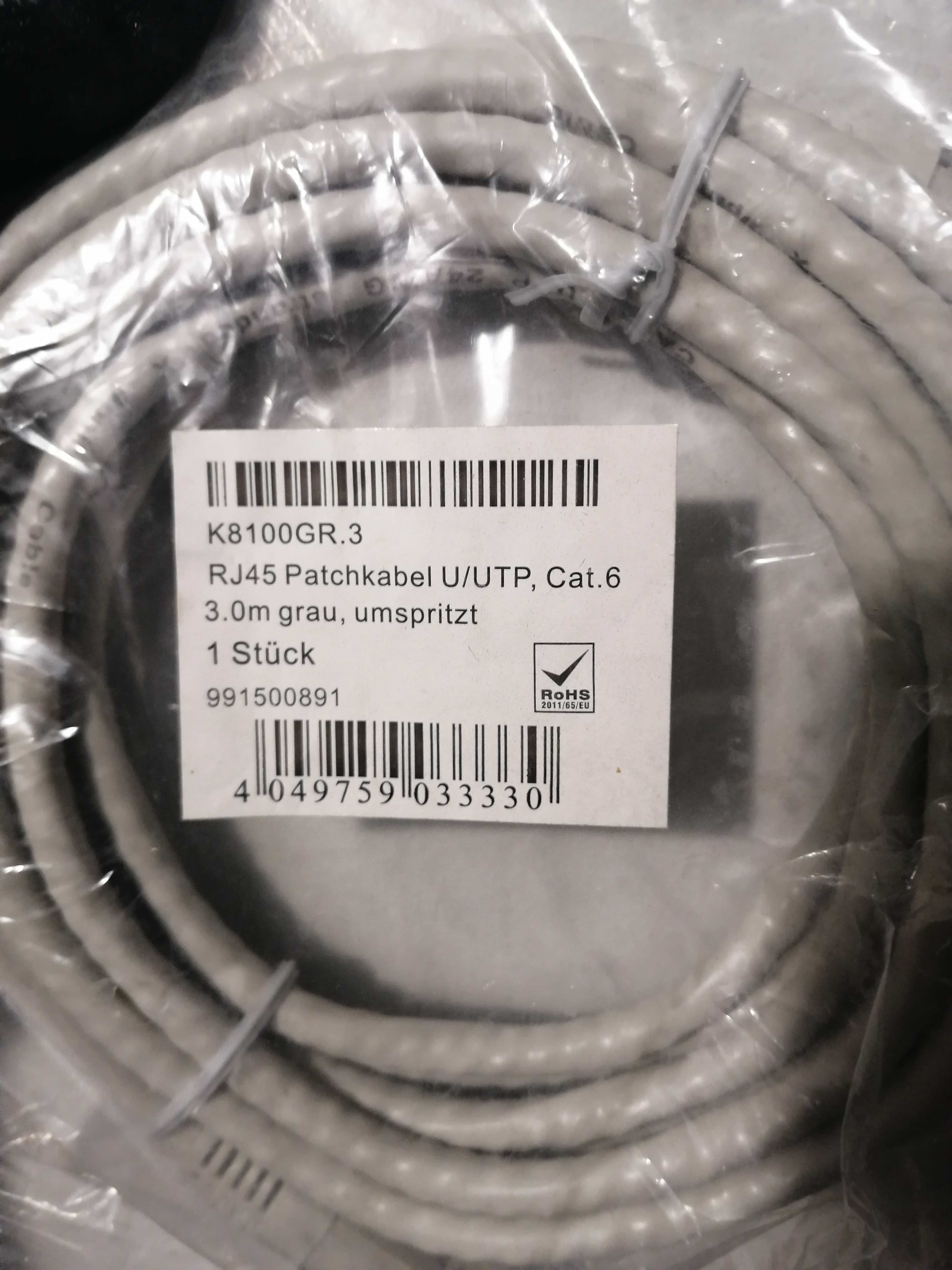 Cabos de rede RJ45 novos, de 1, 2, 3, 5, 7, 10 e 20 metros