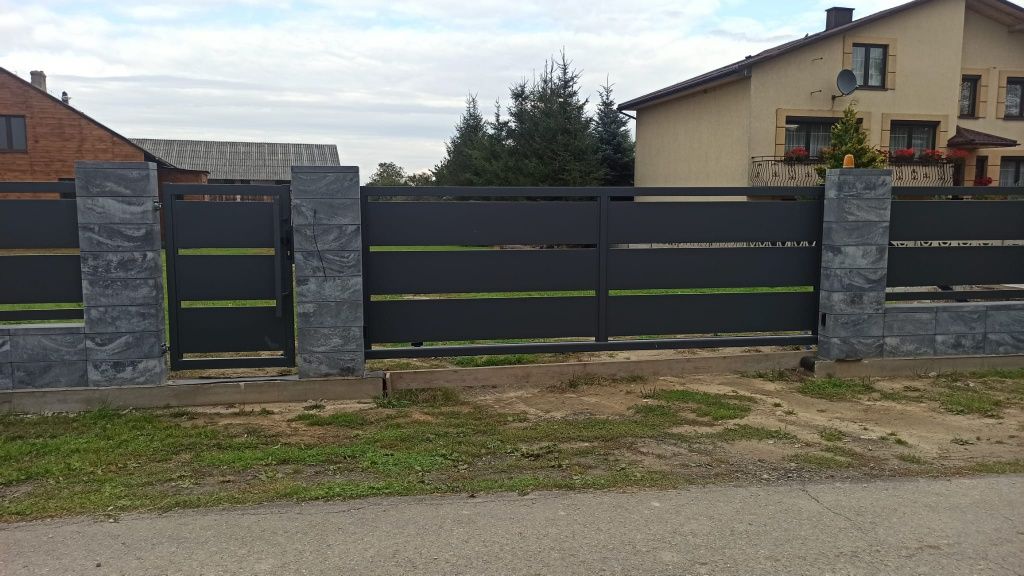 Brama przesuwna 4x1,5m palisadowa ocynk+RAL 2d 3d