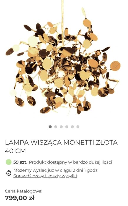 Pół ceny Lampa wisząca Step into Design MONETTI  złota 40 cm NOWA