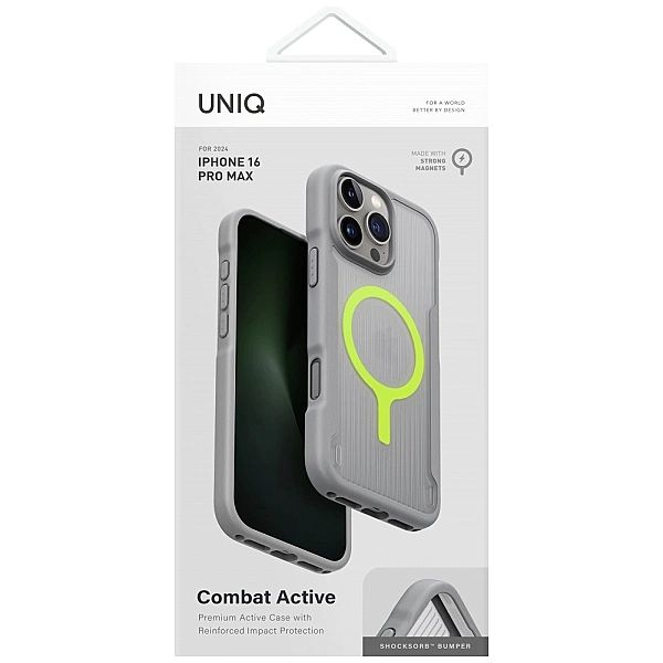 Etui UNIQ Combat Active Magclick Charging na iPhone 16 Pro Max - szare