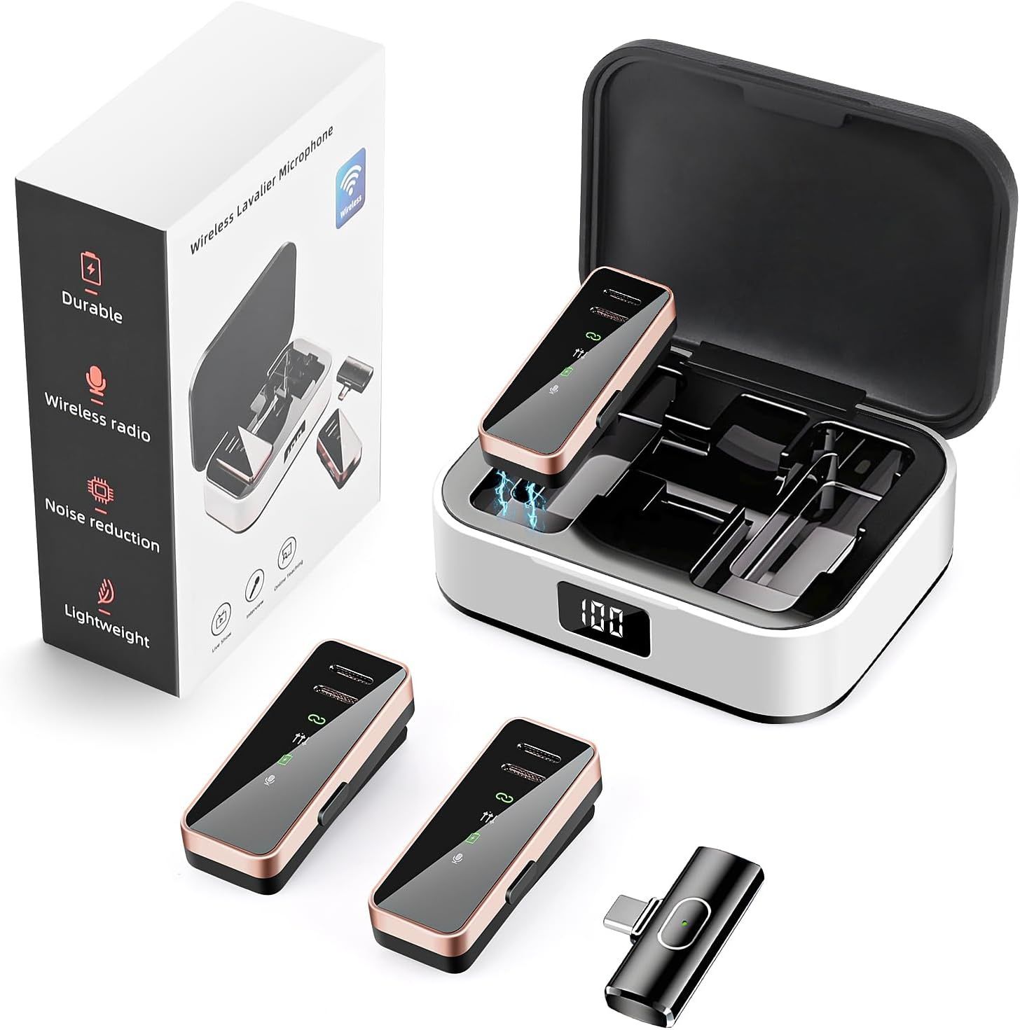 Bezprzewodowe mikrofoy Lavalier do iPhone'a / iPada / Type-C Android