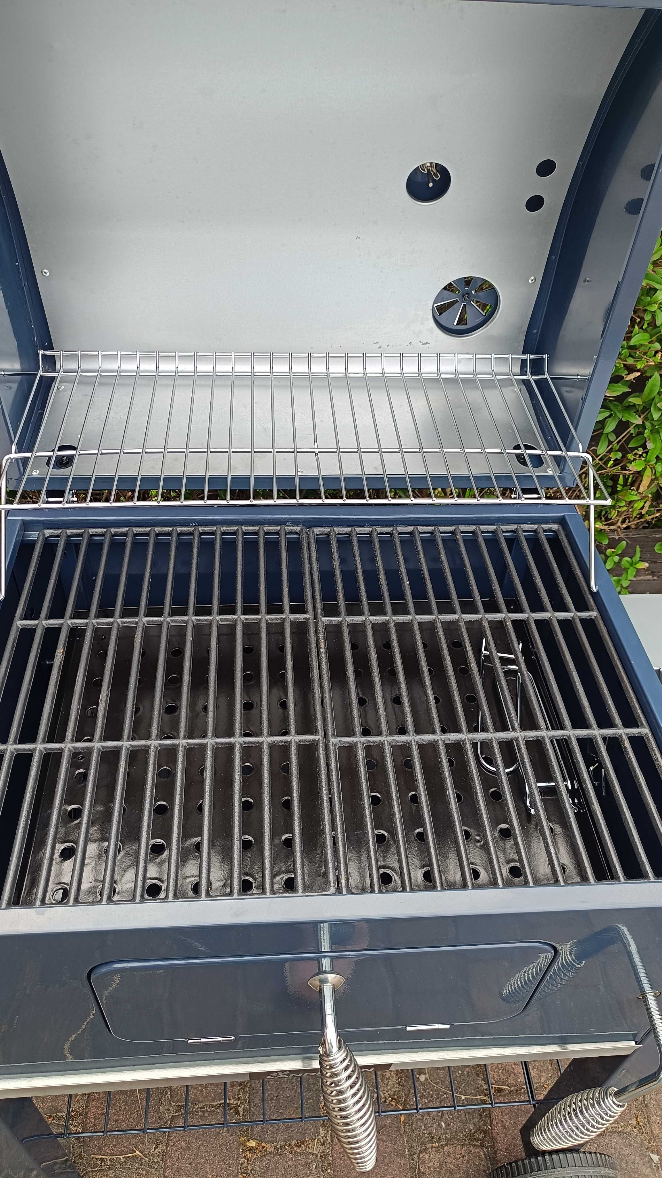 SOLIDNY GRILL węglowy LANDMANN DORADO ruszt żeliwny 56x42 2Xpokrywa