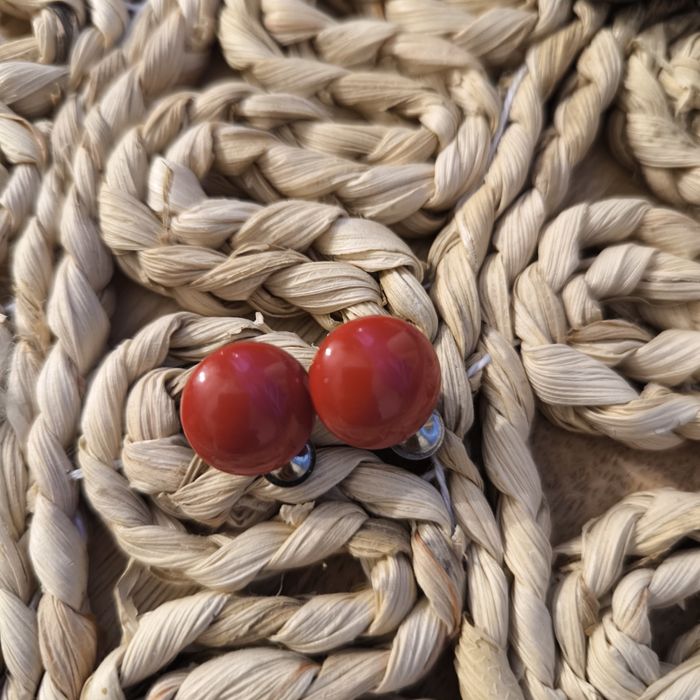 Czerwone klasyczne klipsy malutkie 1-1,5 cm vintage prl