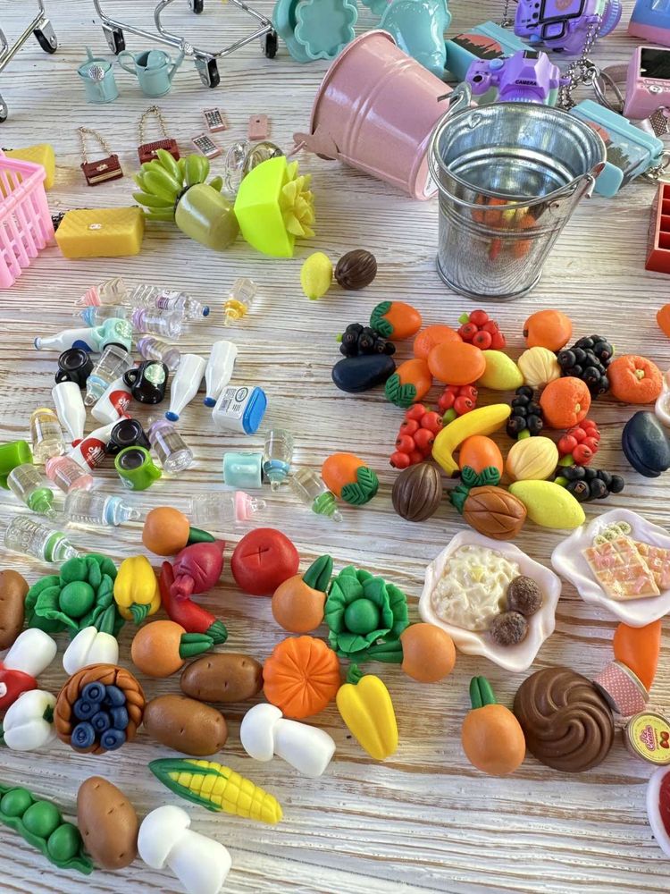 Кукольные аксессуары,кукольная еда, фрукты,напитки,цветы