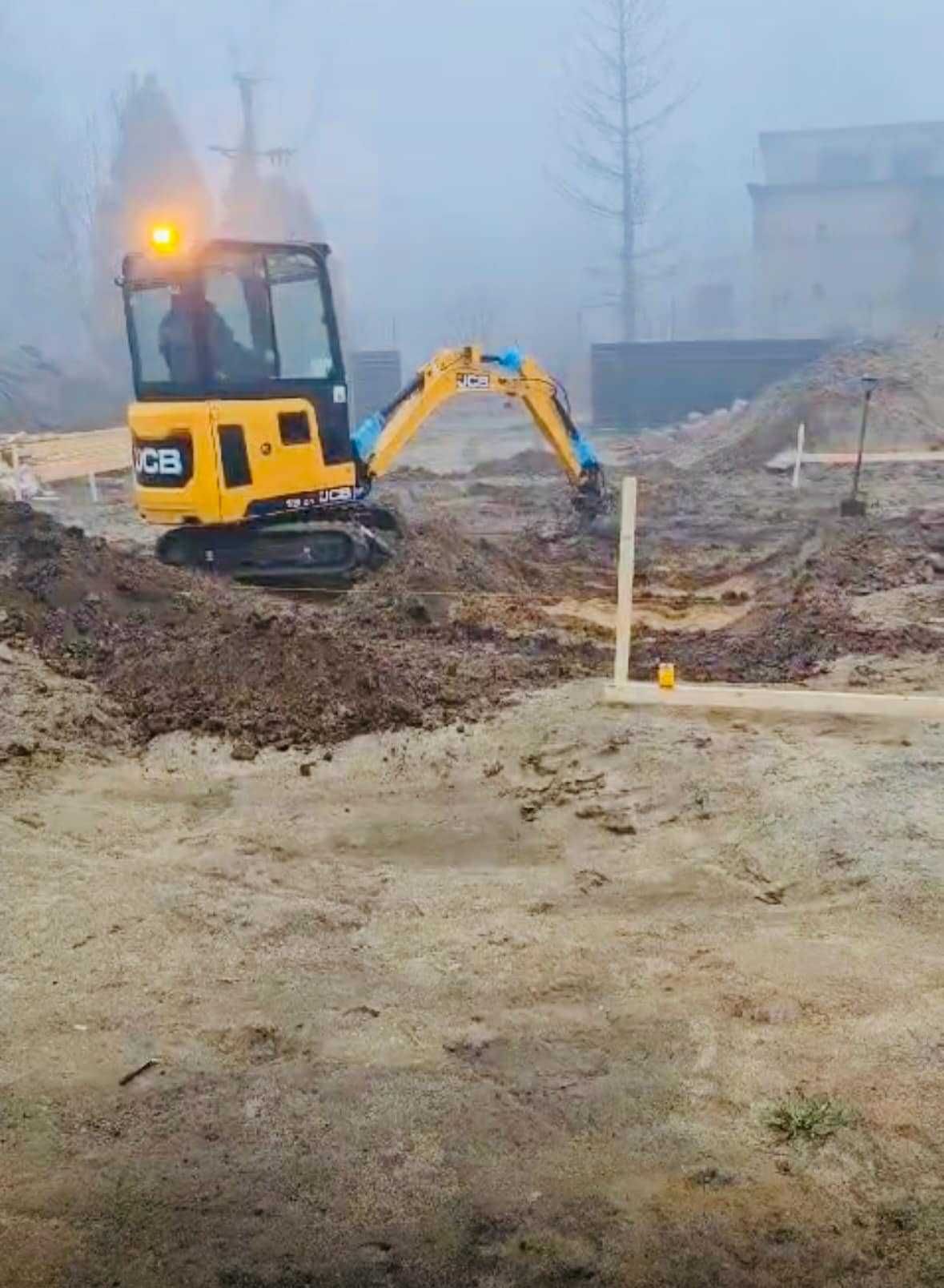 Wynajem minikoparki, minikoparka 110zł/h, prace ziemne