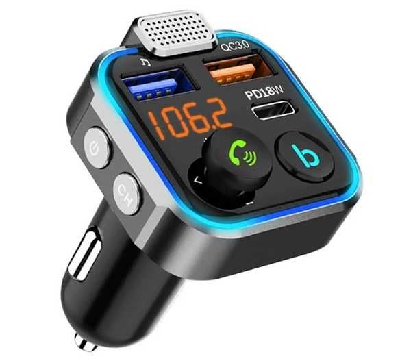 Szybka Ładowarka transmiter samochodowy USB nadajnik FM Bluetooth MP3