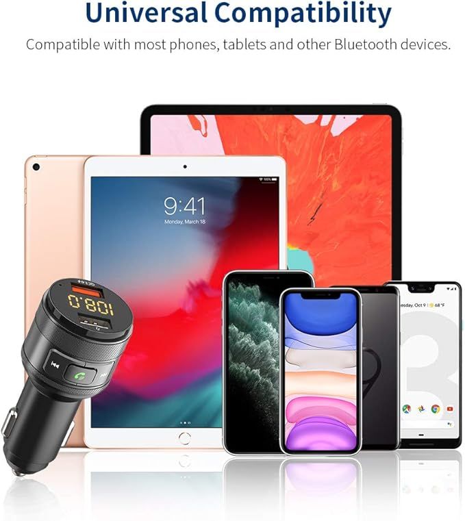 adapter z 2 portami usb car kit qc3.0 bluetooth