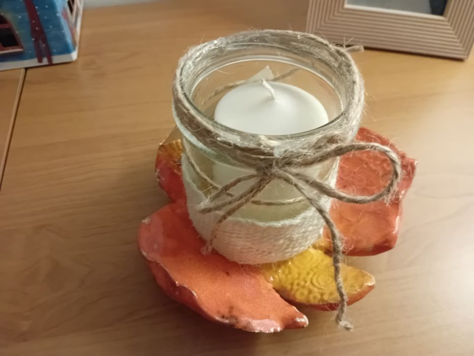 Świecznik podstawek liść handmade