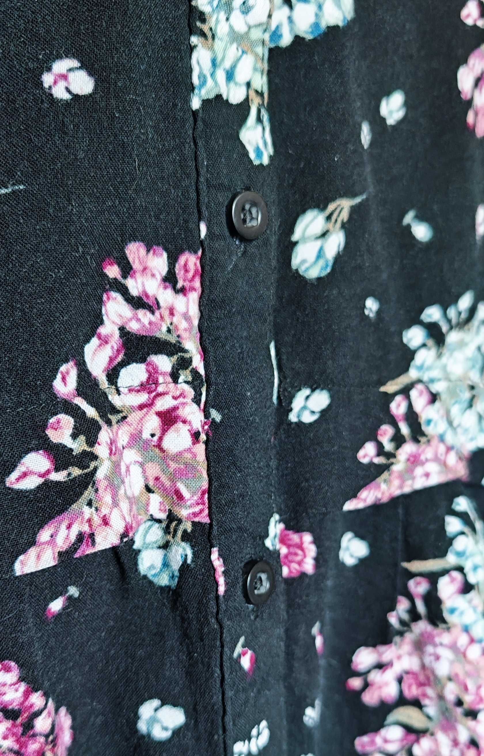 Janina koszula kwiaty floral czarna długa tunika 42/44
