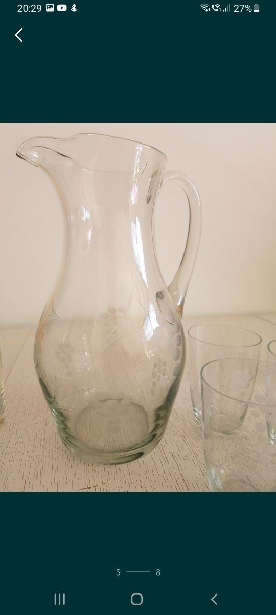 PRL zestaw szklany dzbanek kieliszki szklanki