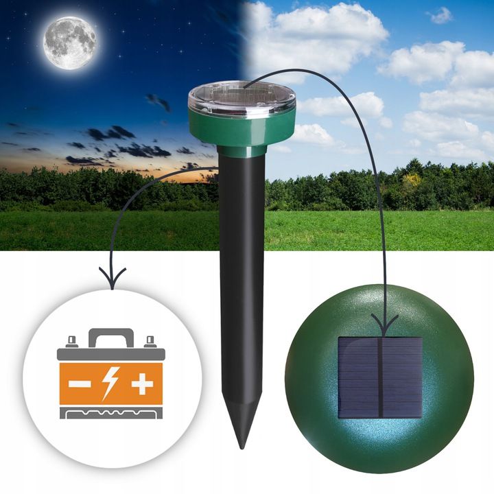 Solarny odstraszacz szkodników kretów nornic 650m2