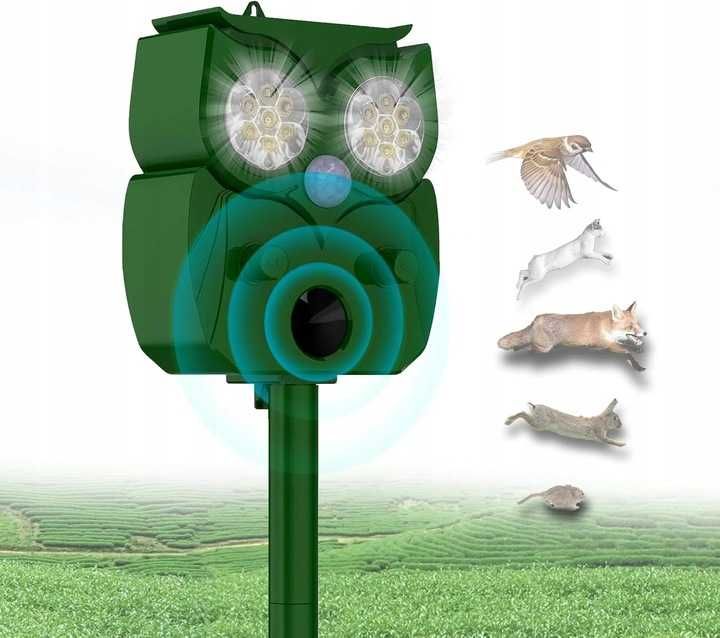Ultradźwiękowy solarny odstraszacz ptaków, psów, myszy, lisów, itp.