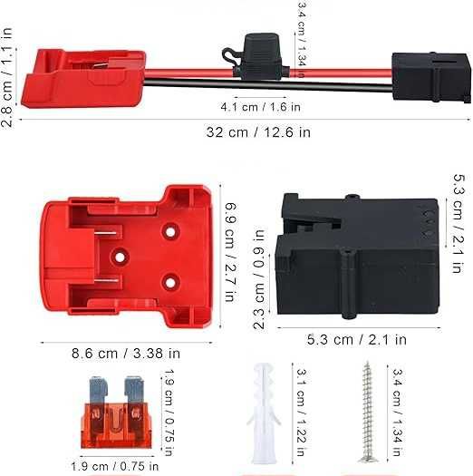 Przejściówka adapter do baterii Milwaukee M18, bezpiecznik 40A, wiązka