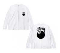 Білий лонгслів Stussy 8 Ball Logo унісекс Стусси Стасси