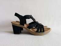 RIEKER sandałki na obcasie - sandały - damskie letnie buty