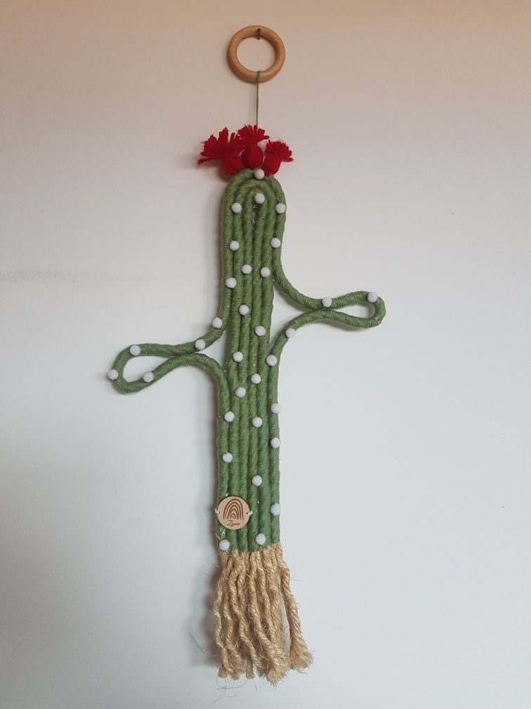 Kaktus zawieszka sznurek handmade