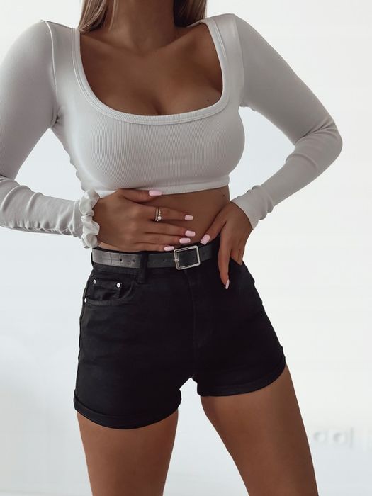 Spodenki Jeansowe Damskie Szorty Modelujące Push Up Z Paskiem M Sara X