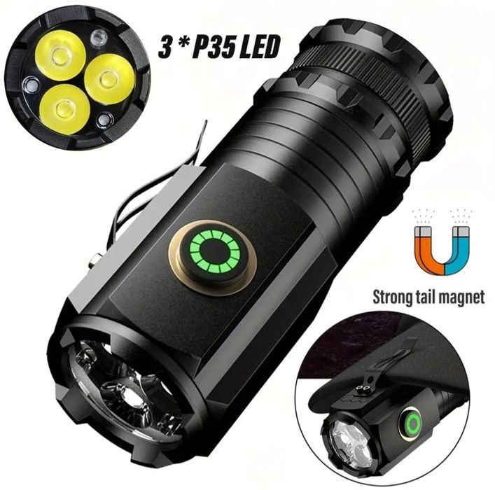 Фонарь тактический маленький сверхяркий на три ядра