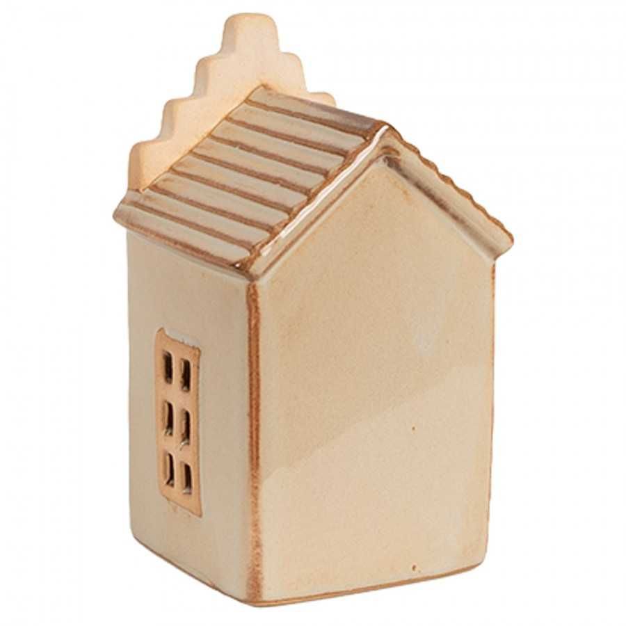 Domek Lampion Porcelanowy LED beżowy /karmelowy h11cm.6CE1843