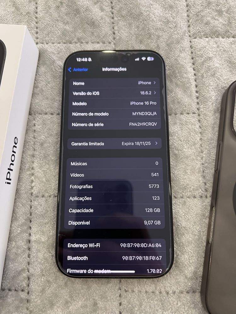 Iphone 16 pro 128gb preto 98% bateria