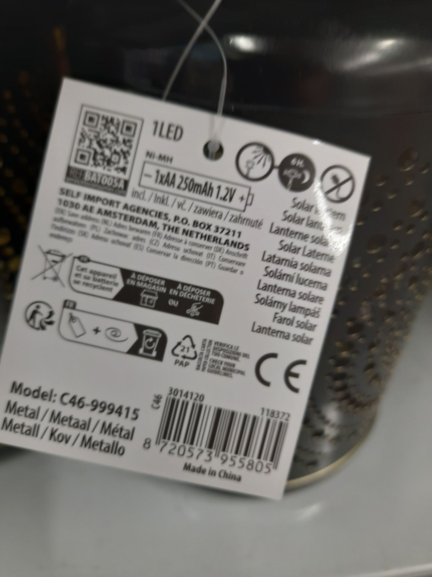 Lampion led solarny metalowy latarenka świeczka