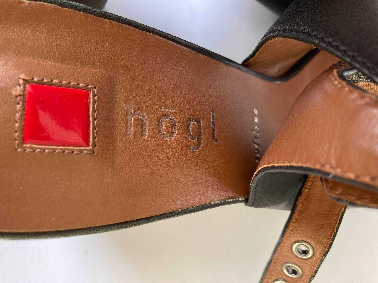 Черные кожаные босоножки Hogl
  с закрытым носком.