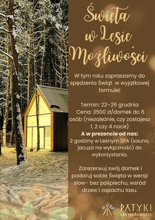 Magiczne Święta w lesie Domek z sauną i jacuzzi| CISZA, natura, relaks