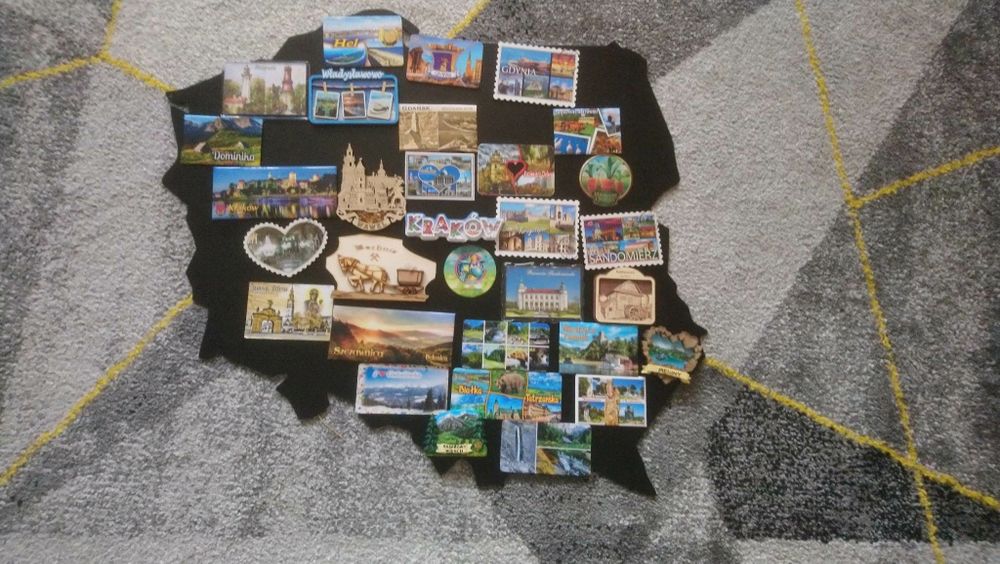 Czarna tablica magnetyczna Polska 60cmx56cm