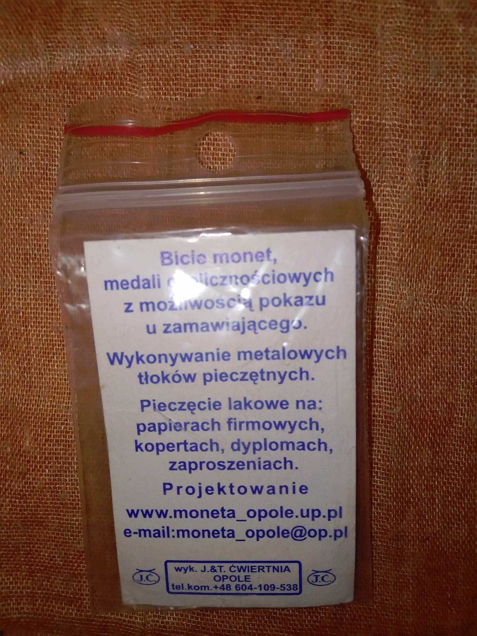Moneta bita ręcznie Ćwiertnia Opole okolicznościowa kolekcjonerska