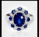 Pierścionek  2.99 ct królewski niebieski 3.56 szafir -diament