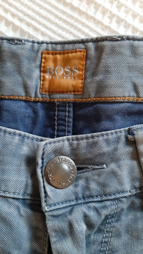 Spodnie , dżinsy firmy Hugo Boss, Orange 24 Barcelona. Szaro niebieski
